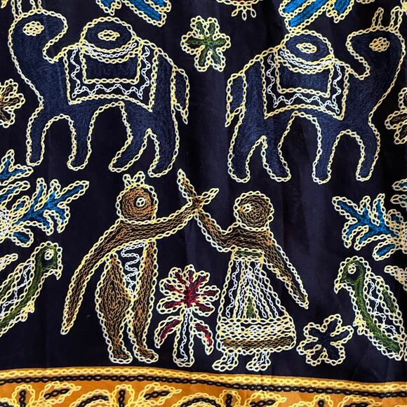 Vintage Men's L Ethnic Rayon Short Sleeve Hawaiian Shirt Mix Print Black Multi - Picture 3 of 15